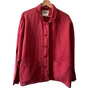 Flax orange red 100% Linen Jacket with pockets